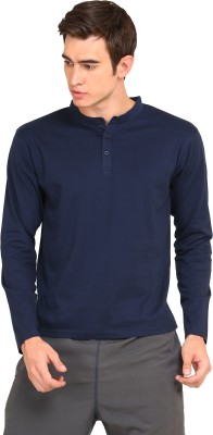 Ap'pulse Solid Men Polo Neck Blue T-Shirt