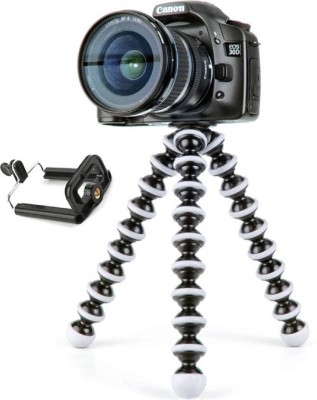 ZEDOFF PORTABLE handy mobile flexible Gorilla Soft (6 Inch ) Flexible Camera Video Camcorder Stand 1 kg Tripod, Monopod(White, Black, Supports Up to 1500 g)