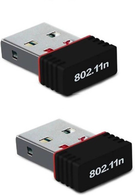 

DRENO Smart Set Of 2 Wifi Dongle 802.11n Wi Fi 2.4GHz Small Wireless LAN Network Card External USB Adapter(Black)