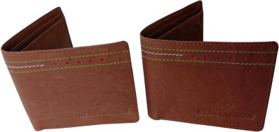 NEXA FASHION Men Casual Brown Genuine Leather Wallet(3 Card Slots, Pack of 2)