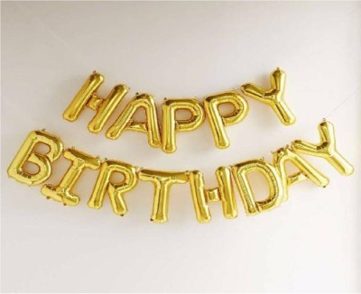 Acril Solid HAPPY BIRTHDAY FOIL BALLOON SET OF 1 Balloon(Gold, Pack of 13)