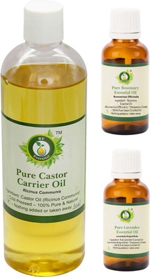 

R V Essential Castor Carrier Oil (100ml) With Lavender (10ml) and Rosemary (10ml) Essential Oil- 100% Pure & Natural(120 ml)