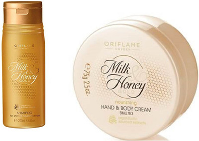 

Oriflame Sweden Milk & Honey Gold Nourishing Hand & Body Cream 75g & Milk & Honey Gold Shampoo 200ml(Set of 2)