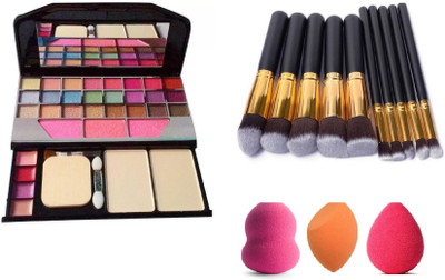 

BAGRIA Makeup kit + 10 pc s Synthetic Makeup set+ 3pc bleander (pack of 14)(Set of 14)