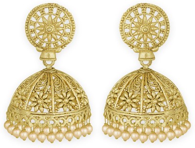 SPARGZ Floral Alloy Gold Oxidize Plated Jhumki Alloy Jhumki Earring