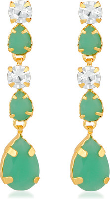 OVIYA Gleaming Green Crystal Earrings Crystal Alloy Drops & Danglers