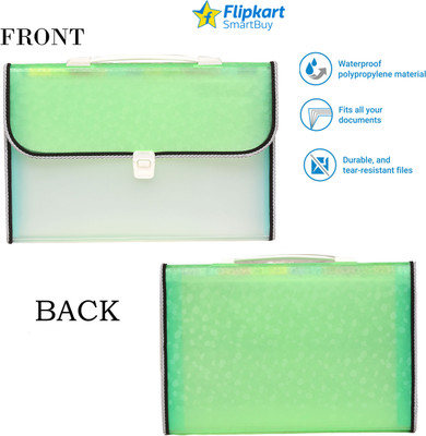 Flipkart SmartBuy Polypropylene 13 Pocket with handle and Index tab Document File Folder(Set Of 1, Green)