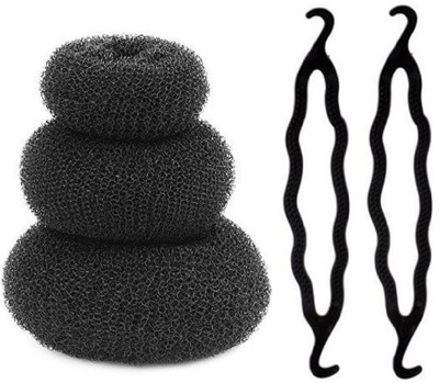 

shivnath enterprises hair donut all size hiar twist comb juda maker( pack of 4 pcs ) Hair Accessory Set(Black)