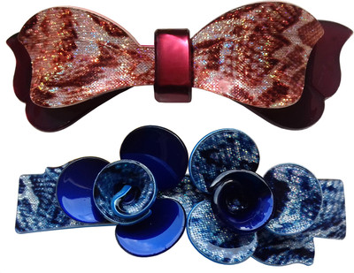 

Shreya Collection Combo of 2 Multicolour Shiny Hair Ponytail Barrette Clutcher Clip Alligator Buckle Hair Clip(Multicolor)