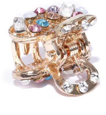 

PRITA Prita's Women Gold-Toned & Pink Stone-Studded Claw Clip Hair Claw(Gold)