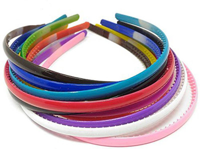 

FOK Set Of 12 Multi Color Plastic Hair Bands (8 mm) Hair Band(Multicolor)