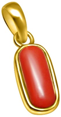 Gems Jewels Online 5.25 Carat Natural Coral Gold-plated Coral Stone Pendant