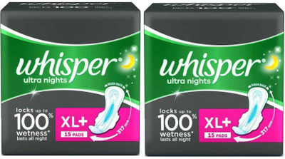 whisper Ultra Nights 15+15 Sanitary Pad(Pack of 2)