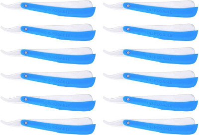 

MORGES Shaving Razor Ustra Disposable, Straight Edge Blade For Professional Use For Men, Set Of 12, Blue (Pack of 12)(Pack of 12)