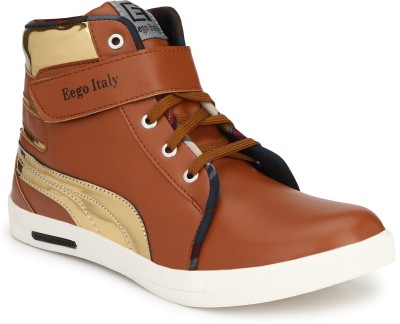 EEGO ITALY Ankle Length High Tops For Men(Brown)
