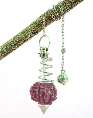 EXCEL Rudraksha Pendulum with Chain and Bail - Reiki Pendulum, Healing Crystal Decorative Showpiece  -  5 cm(Stone, Multicolor)