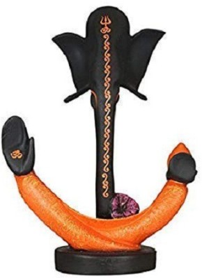 S A Gifts Lord Ganesha Car Dashboard Idol Hindu Figurine Showpiece Mat Black & Orange Decorative Showpiece  -  13 cm(Polyresin, Black, Orange)