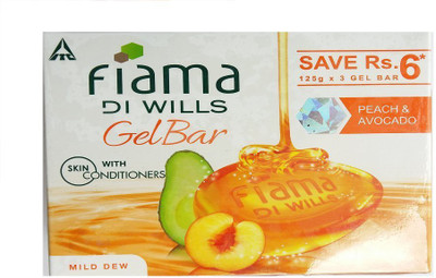 

fiama Gel Bathing Bar, Peach and Avocado, (3 * 125g)(125 g, Pack of 3)