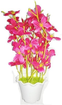 Green Plant indoor Multicolor Orchids Artificial Flower  with Pot(8 inch, Pack of 9, Flower Bunch)