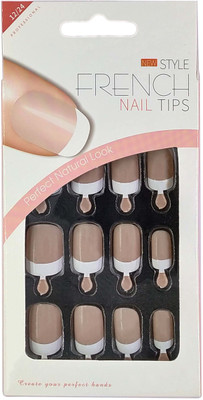 

One Personal Care Squared Oval French Tip Enhancement + Nail Glue (CRM02) Golden Beige(Pack of 12)