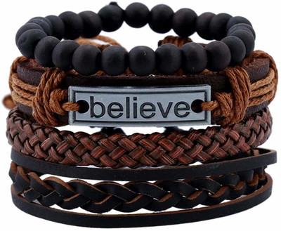 University Trendz Leather Bracelet Set(Pack of 4)