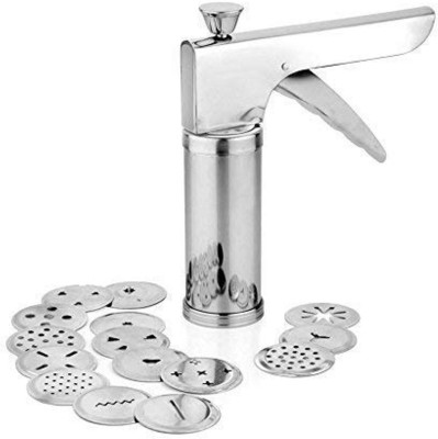 IMOX Stainless Steel Kitchen Press Grater Cookies/Indian Snakes/Murukku Maker/Farsan Sev Maker with Different Types of Stainless Steel Jaalis Vegetable Chopper(1)