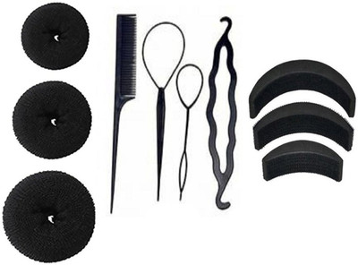 

shivnath enterprises hair juda and puff combo set hair accessory tool [pack of 10pcs](Set of 10)