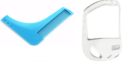 

SBE Transparent Beard Shaping Tool & Blue Comb For Perfect Shaping and Beard Styling Tools Template (2 Pcs)(Set of 2)