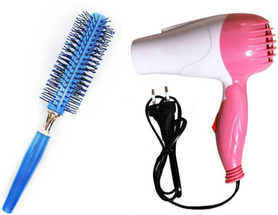 

Fully Combo of Hair Dryer And Round Hair Brush With Soft Bristle (Set of 2)(Set of 2)