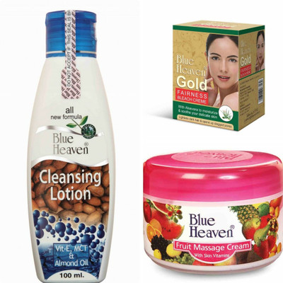 

Blue Heaven CLEANSING MILK,GOLD BLEACH,MASSAGE CREAM(Set of 3)