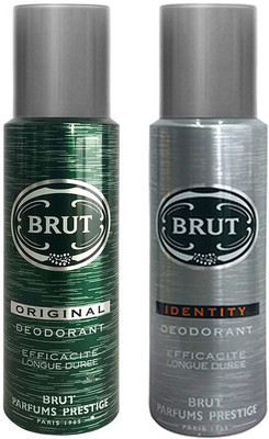 

Brut Original + Identity Deodorant Spray - For Men(200 ml, Pack of 2)
