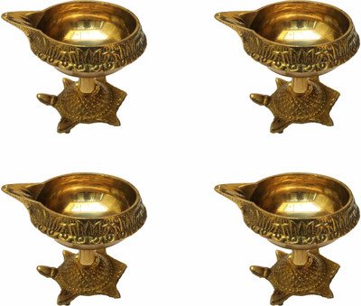 Top Craft India Brass Kuber Diya Set of 4 Diyas BKDS04 Brass (Pack of 4) Table Diya(Height: 2.3 inch)