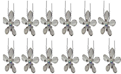INAAYA Designer Set of 12 Juda Hair Pins for Different Hair Styling for Women Hair Pin(Silver)