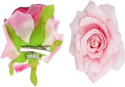 

shivnath enterprises hair beautiful pink rose flower hair clip[2pcs] Hair Clip(Pink)
