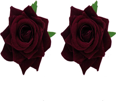 

shivnath enterprises hair velvet maroon flower hair rose clip [pack of 2pcs] Hair Clip(Maroon)