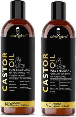 

UrbanGabru Cold Pressed Castor Oil for hair growth, dry skin -100% Pure organic- 500 ml (Pack Of 2) Hair Oil(500 ml)