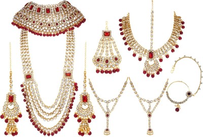 Padmavati Bangles Alloy Gold-plated Red Jewellery Set(Pack of 1)