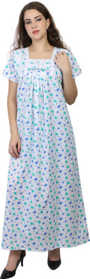 LDHSATI Women Nighty(White, Light Blue, Blue)