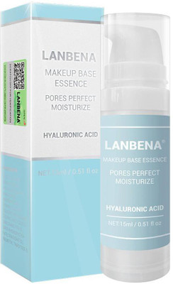 

LANBENA Makeup Base Essence (Hyaluronic Acid) - Moisturizing, Whitening, Pores Reduction, Weightless Silky Formula, Fine Line Reduction Primer - 15 ml(Clear)