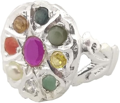 RS JEWELLERS RS Jewellers 92.5 Sterling Silver 5.408 Gram Metal Sapphire Gold Plated Ring
