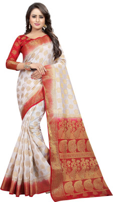 DHRUVIL TEXTILES Self Design Bollywood Cotton Silk Saree(Multicolor)