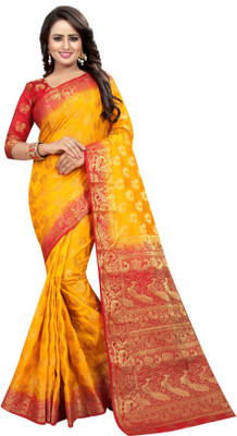 DHRUVIL TEXTILES Woven Bollywood Cotton Silk Saree(Multicolor)