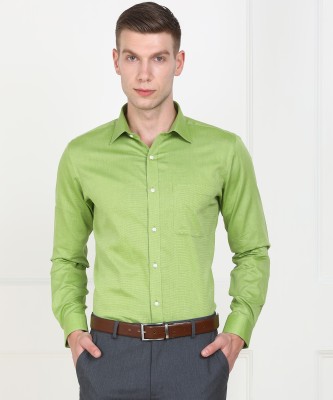 Raymond Men Solid Formal Green Shirt