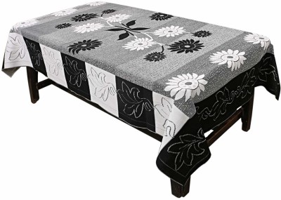 Crafting Bear Floral 6 Seater Table Cover(Black, White, Cotton)