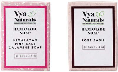 

Vya Naturals Himalayan Pink Salt Handmade Soap & Rose Basil Handmade Soap - (125g Each) (Set of 2)(250 g, Pack of 2)