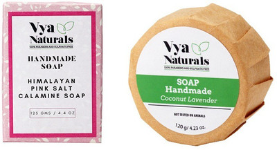 

Vya Naturals Himalayan Pink Salt Handmade Soap (125g) & Coconut Lavender Handmade Soap Bar (120 g) (Set of 2)(245 g, Pack of 2)