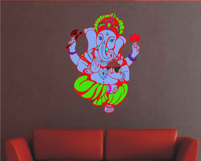 Jump up 42 cm Ganesh ji Self Adhesive Sticker(Pack of 1)
