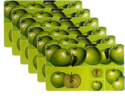 Dakshya Industries Rectangular Pack of 6 Table Placemat(Green, PVC)