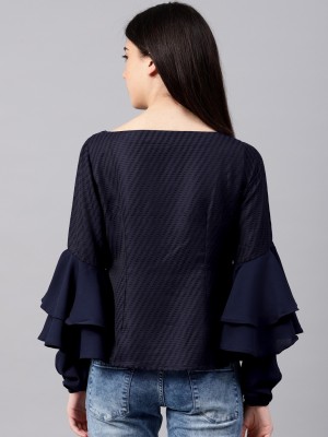 NUSH Casual Solid Women Dark Blue Top