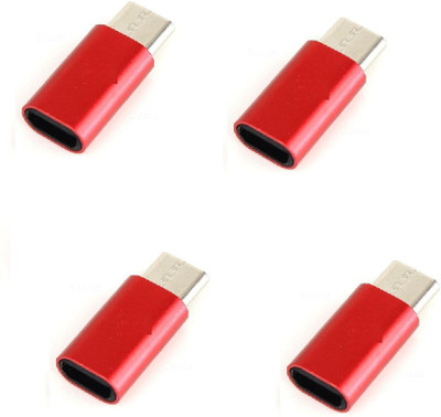 

BB4 SET OF 4 MICRO USB TO TYPE C CONVERTER SYNC AND CHARGE OTG USB Adapter(Red)